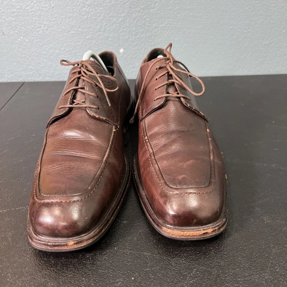 Cole Haan Oxford‎ Mens 11 Brown Waterproof Apron Toe Leather Dress Shoes Classic